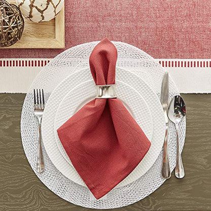DII Dobby Stripe Table Runner, 13x72 Barn Red & Cream Background - color: Barn Red, size: 13x72"