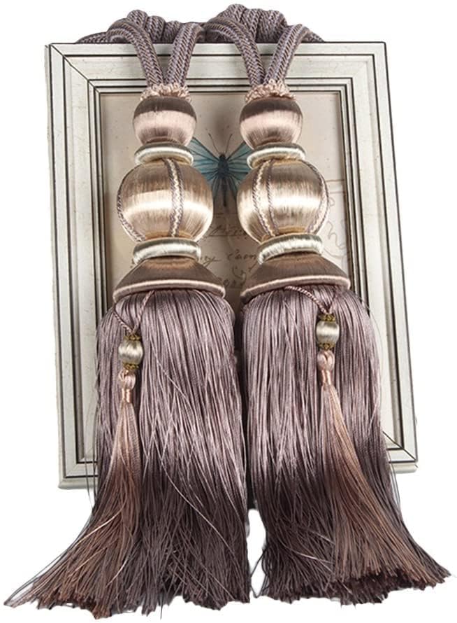Paired Lantern Single Hanging Ball Tassels Curtains Buckle Sling Binding Lantern Tiebacks Handcrafted Braided Buckle Drapery Curtain Holdbacks Window Treatments for Home 2 Pack - color: Brown, size: 11.81 inches