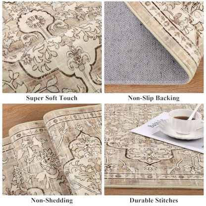 Pauwer Area Rug 2x3, Small Non Slip Washable Entryway Rugs, Beige Brown - color: Beige Brown, size: 2' x 3' (Rectangular)