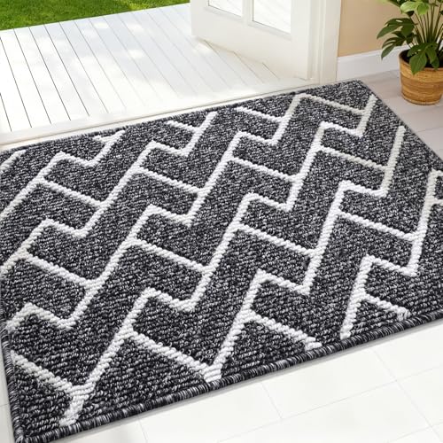 OLANLY Front Door Mat 36x24, Low-Profile Easy Clean Doormat, Black - color: Black, size: 36" X 24"