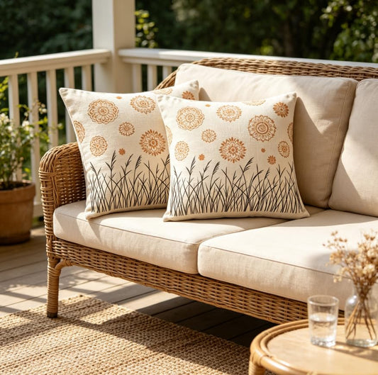 Boho Floral Reed Throw Pillow Covers Set of 2, 18x18 Inch - color: A20018, size: 18" x 18" (Pack of 2)
