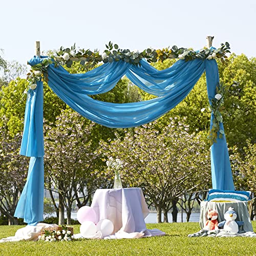 NICETOWN Turquoise Window Scarf Valances, Voile Sheer Scarf for Draping, Party Curtains for Bed Canopy/Birthday/Revelry, W60 x L216, 2 Panels - color: Turquoise