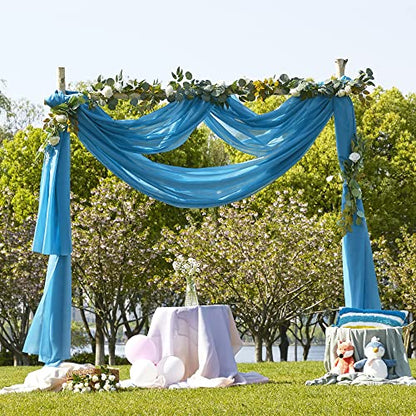 NICETOWN Turquoise Window Scarf Valances, Voile Sheer Scarf for Draping, Party Curtains for Bed Canopy/Birthday/Revelry, W60 x L216, 2 Panels - color: Turquoise