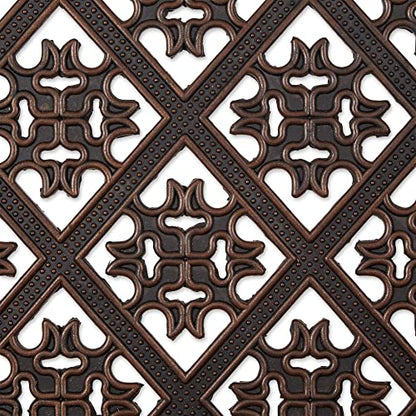 DII High Traffic All-Weather Rubber Doormat, 18x30, Welcome Scroll - color: Brown Diamond Lattice, size: 1'6" x 2'6" (Rectangular)