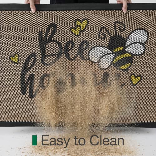 LUMI Outside Welcome Door Mat 36x59, Non-Slip Durable Rubber Easy Clean - color: Bee Happy, size: 36"x59"