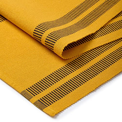 Encasa XO Table Runner, Yarn Dyed Ribbed Cotton 13"x94" - color: Ladder Yellow, size: 13x94 in