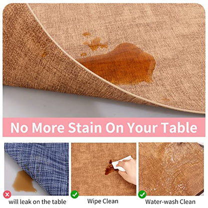 Maxpearl Faux Leather Placemats Set of 6, Easy to Clean, Brown - color: Light Brown