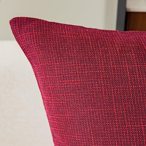 Kevin Textile Supersoft Faux Linen Square Christmas Throw Cushion Cover Pillowcase, Hidden Zipper, 18x18 inch(2 Piece, Burgundy) - color: Burgundy, size: 18" x 18" (Pack of 2)