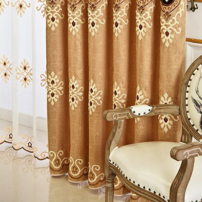 VOGOL Simple Chenille Curtains, Jacquard Blackout Window Elegance Drapes/Panels/Treatments for Bedroom Living Room, 54 x 96 Inches, Top Grommets, 2 Panels - color: Coffee-curtain, size: 54"W x 96"L (Pack of 2)