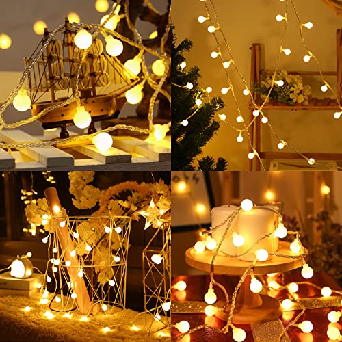 Dailyart Globe String Lights, 100Led 59FT Waterproof Fairy Lights Plug in 8 Modes with Remote Control, Brightness Adjustable &Timing String Lights Indoor Outdoor, Fairy Lights for Bedroom, Warm White - size: 59FT