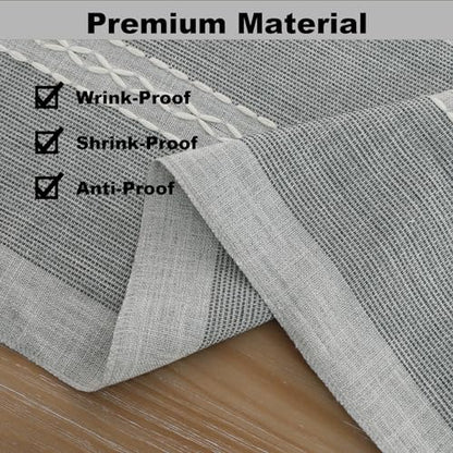 Gernaice 2PCS Boho Table Runner, Rustic Cotton Linen Farmhouse Table Runners for Dresser End Coffee Table Home Decor, 24" L X 13" W Grey - size: 2PCS 13" X 24", style: Grey Striped