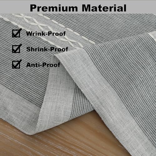 Gernaice Boho Table Runner, Rustic Cotton Linen Farmhouse Table Runners for Dresser End Coffee Table Home Decor, 36" L X 13" W Grey - size: 13" X 36", style: Grey Striped
