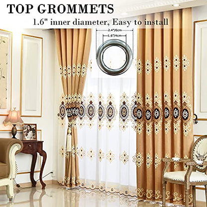 VOGOL Simple Chenille Jacquard Sheer Window Elegance Curtains/Drapes/Panels/Treatments for Bedroom Living Room, 54 x 84 Inch, Top Grommets(2 Panels) - color: Coffee-sheer, size: 54"W x 84"L (Pack of 2)