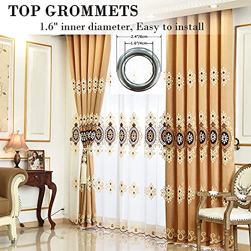VOGOL Simple Chenille Jacquard Sheer Window Elegance Curtains/Drapes/Panels/Treatments for Bedroom Living Room, 60W x 106L, Top Grommets(2 Panels) - color: Coffee-sheer, size: 60"W x 106"L (Pack of 2)