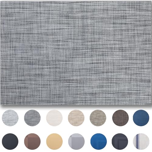 Placemats Set of 6 - Easy Clean Woven Vinyl Placemats for Dining Table, Indoor/Outdoor Place Mats, Washable PVC Table Mats（Dark Gray） - color: A-dark Gray