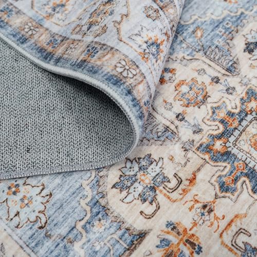 Washable Hallway Runner Rug 2x6: Non Slip Runner Rugs with Rubber Backing - color: Blue, size: 2' x 6' (Rectangular)