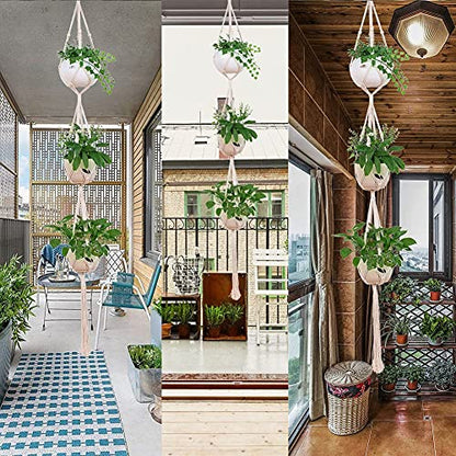 ELANE 2PCS 3-Tier 70" Macrame Plant Hangers Basket Plant Hanger Indoor Outdoor Hanging Plant Holder for Stand Flower Pots Decorations - size: 3-tier