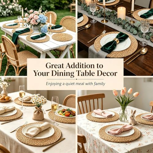 13.8" Round Woven Placemats Set of 8, Heat Resistant Plate Chargers - size: 13.8 Inch Set of 8