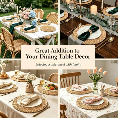 13.8" Round Woven Placemats Set of 8, Heat Resistant Plate Chargers - size: 13.8 Inch Set of 8