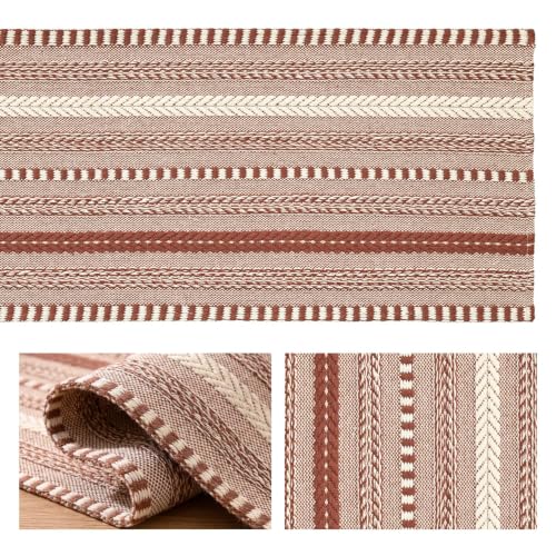 Artoid Mode Caramel Farmhouse Stripe Braided Table Runner 12x72 Inch - color: Caramel, size: 12" x 72", Table Runner