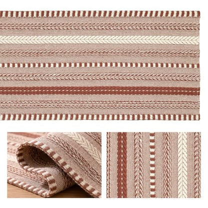 Artoid Mode Caramel Farmhouse Stripe Braided Table Runner 12x72 Inch - color: Caramel, size: 12" x 72", Table Runner