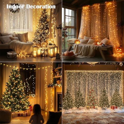 4PACK 100FT 300LEDs Fairy Lights Plug in,Silver Wire,Warm White - color: Warm White, size: 4*100FT 300Leds