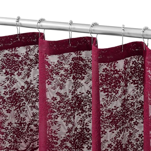 TUDECO Extra Long Dark Red Shower Curtain with Valance, 72W x 90L Inch - color: Burgundy, size: 72"W x 90"L (Pack of 1)