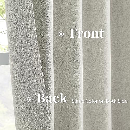 96 Inch Linen Textured Curtains 2 Panels Set, Greyish Beige Blackout Curtains for Dining Living Room, Back Tab Loop Pleated Track Bedroom Curtains, Farmhouse Boho Drapes, W50 x L96, Warm Gray - color: Greyish Beige, size: 50"W x 96"L (Pack of 2)