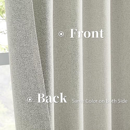96 Inch Linen Textured Curtains 2 Panels Set, Greyish Beige Blackout Curtains for Dining Living Room, Back Tab Loop Pleated Track Bedroom Curtains, Farmhouse Boho Drapes, W50 x L96, Warm Gray - color: Greyish Beige, size: 50"W x 96"L (Pack of 2)