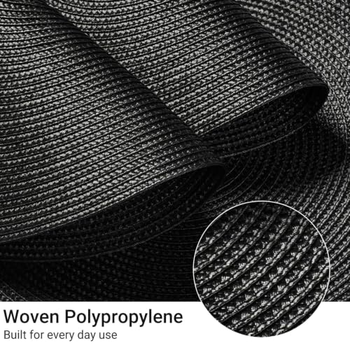FunWheat Round Braided Placemats Set of 12 Place Mats for Dining Table Woven Washable Non-Slip Table Mats 15 Inch(Black,12pcs) - color: Black, size: Set of 12