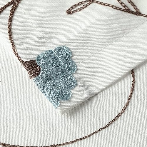 VOGOL Linen Textured Window Valance, Blue Flower Pattern, 42 x 18, 1 Panel - color: Blue, size: 42"W x 18"L (Pack of 1)
