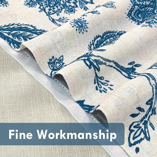 DriftAway Freda Jacobean Floral Linen Blend Blackout Thermal Insulated Energy Saving Privacy Window Linen Curtain Valance Rod Pocket 2 Layers Single 51 Inch by 18 Inch Plus 2 Inch Header Blue - color: Blue, size: 52"W x 18"L (Pack of 1)