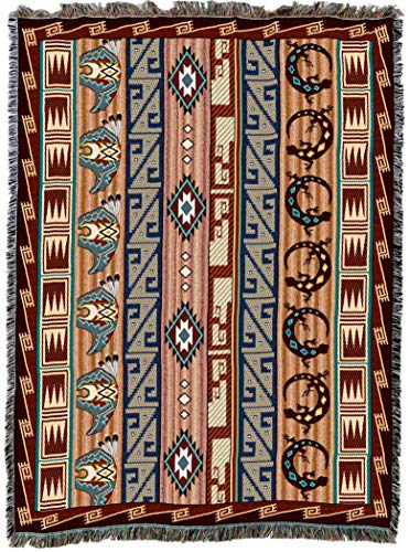 Pure Country Weavers Fetishes Blanket - Southwest Native American Inspired - Gift Tapestry Throw Woven from Cotton - Made in the USA (72x54) - color: Fetishes, size: Large