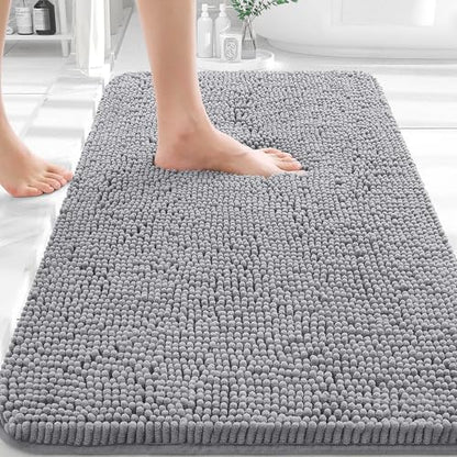 OLANLY Bathroom Rugs 30x20, Extra Soft Absorbent Chenille Bath Rugs - color: Grey, size: 30" X 20"