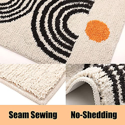 Boho Bathroom Rugs Non-Slip Abstract Bath Rugs Microfiber Cute Mat Black Washable for Tube/Washbasin/Toilet (Beige-Music, 20"X32") - color: Beige-music, size: 1'8" x 2'8" (Oblong)