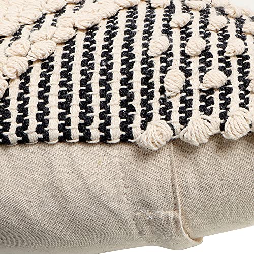 · REDEARTH · Boho Textured Handwoven Throw Pillow Cases - Diamond Medley - color: Diamond Medley Black, size: 18" x 18" (Pack of 2)