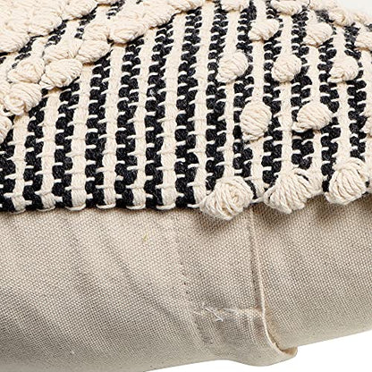 · REDEARTH · Boho Textured Handwoven Throw Pillow Cases - Diamond Medley - color: Diamond Medley Black, size: 18" x 18" (Pack of 2)