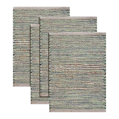 Cotton/Jute Placemats Set of 4-13x19 Inch - Natural - Green - color: Natural - Green