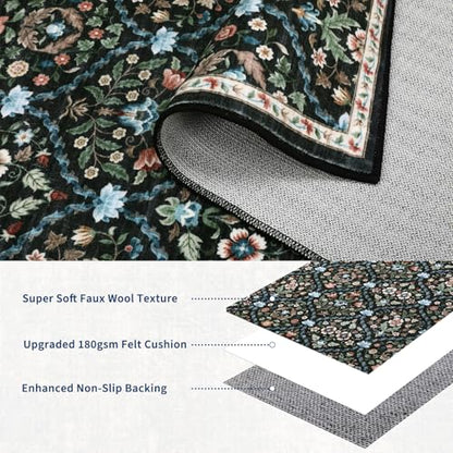 Garvee Large Washable Rug 9x12 Area Rugs for Living Room Non Slip Black - color: Trellis Black, size: 9' x 12' (Rectangular)