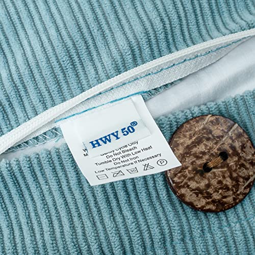 HWY 50 Light Blue Chenille Throw Pillow Covers 22x22 Inch Buttons Pack of 2 - color: Light Blue, size: 22" x 22" (Pack of 2)