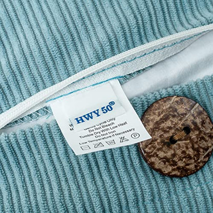 HWY 50 Light Blue Chenille Throw Pillow Covers 22x22 Inch Buttons Pack of 2 - color: Light Blue, size: 22" x 22" (Pack of 2)