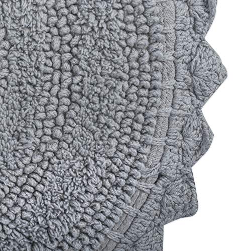 DII Crochet Collection Reversible Bath Mat, Large Oval, 21x34, Gray - color: Grey, size: 1'9" x 2'10" (Oval)