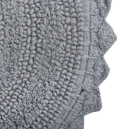 DII Crochet Collection Reversible Bath Mat, Large Oval, 21x34, Gray - color: Grey, size: 1'9" x 2'10" (Oval)