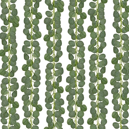 CQURE 12 Pack 84Ft Eucalyptus Garland,Artificial Eucalyptus Leaves Table Greenery Garland Wreath Vines for Wedding Party Table Fireplace Bedroom Wall Room Decor - size: 84Ft-12Pack-Green