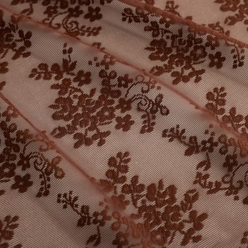TUDECO Lace Brown Shower Curtain with Attached Valance, 72 x 72 Inch - color: Dark Brown, size: 72"W x 72"L (Pack of 1)