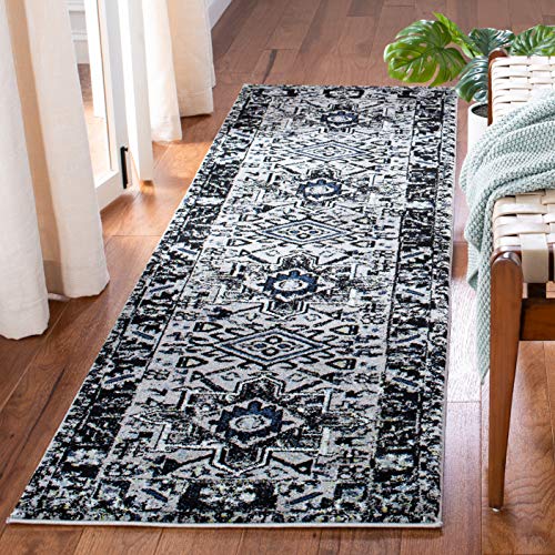 SAFAVIEH Vintage Hamadan Collection Runner Rug - 2'3" x 6', Light Grey & Dark Grey, Traditional Persian Design, Non-Shedding & Easy to Clean, Ideal for Hallway, Foyer, Entryway, Bedroom (VTH211F) - color: Light Grey/Dark Grey, size: 2'3" x 6' (Runner)