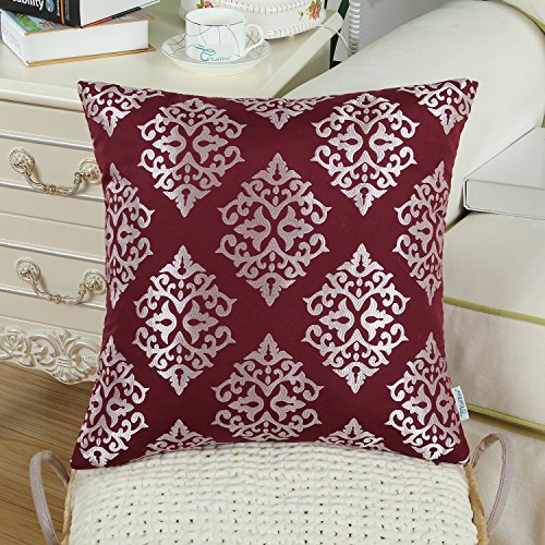 CaliTime Decorative Couch Throw Pillow Covers 18 X 18 Inches Burgundy - color: Diamond Dark Ground - Burgundy