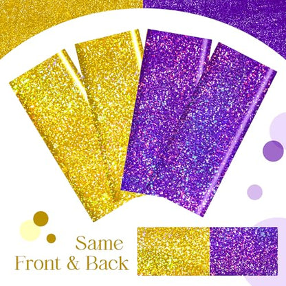 Purple & Gold Holographic Tablecloth 40" x 108" Iridescence Plastic Table Cloth for Valentine's Day, Birthday & Halloween Parties - color: Purple & Gold