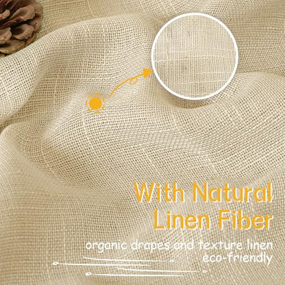 YoungsTex Tan Linen 세미 시어 커튼 86.4 x 101.6cm(34 x 40인치) - color: Buralp Natural, size: 34"W x 40"L (Pack of 2)