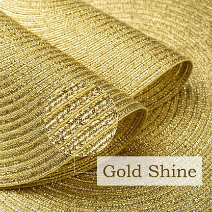 FunWheat Round Braided Placemats Set of 6 Table Mats for Dining Tables Woven Washable Non-Slip Place mats 15 inch(Shining Gold, 6pcs) - color: Gold Shining, size: Set of 6